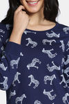 Zivame 2 Mile Fashion Knit Cotton Pyjama Set - Medieval Blue — thumbnail 5